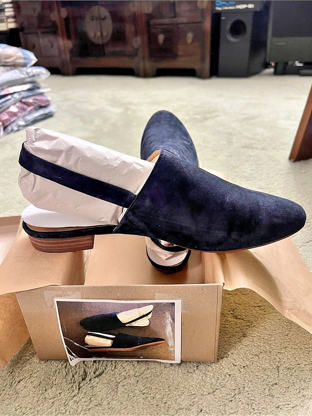 Madewell The Margot Slingback Flat in Suede Navy US 10